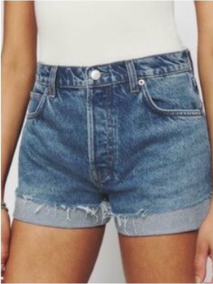 Reformation Charlie Cuffed High Rise Jean Shorts.